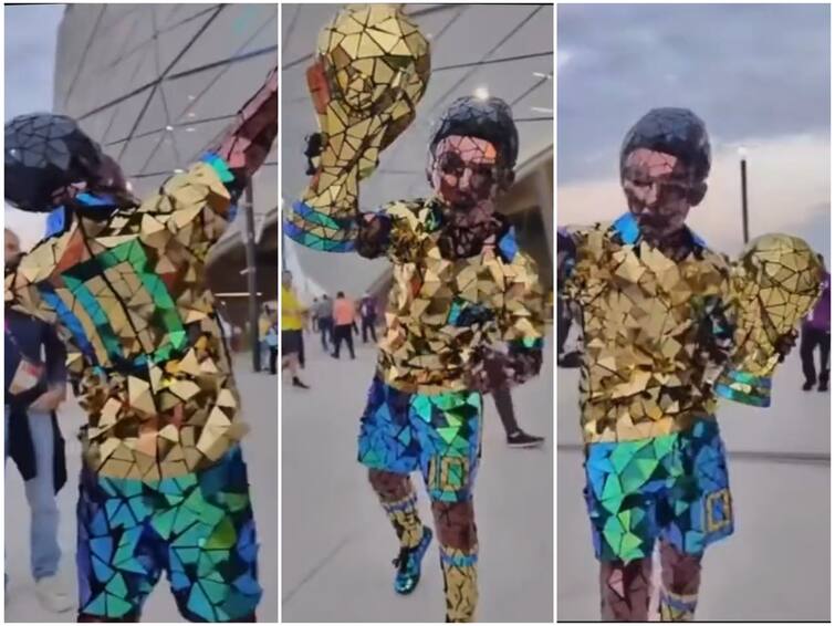 Watch: Brazilian Football Fan Wears Unique Mirror Outfit, Internet Loves It Watch Video: கண்ணாடி ஜெர்சியில் வந்த பிரேசில் ரசிகர்! செல்பி எடுத்து மகிழ்ந்த மக்கள்… வைரலாகும் வீடியோ!