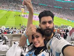 Mouni Roy And Suraj Nambiar Meet Rumoured Couple Manushi Chhillar And Nikhil Kamath At FIFA World Cup