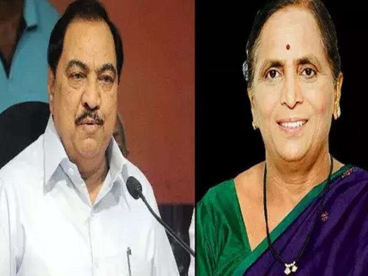 Jalgaon zilla Dudh Sangh Election Eknath Khadse wife Manda Khadse is trailing BJP MLA Mangesh Chavan is leading  Jalgaon : एकनाथ खडसेंच्या पत्नी पिछाडीवर, भाजप आमदार मंगेश चव्हाण आघाडीवर, रोहिणी खडसेंचा मतदार केंद्रातून काढता पाय