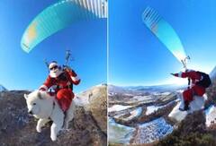 Viral Video: ਸਾਂਤਾ ਕਲਾਜ਼ ਅਤੇ ਕੁੱਤੇ ਦੀ ਪੈਰਾਗਲਾਈਡਿੰਗ ਦੀ ਵੀਡੀਓ ਵਾਇਰਲ, ਕੀ ਤੁਸੀਂ ਦੇਖਿਆ?