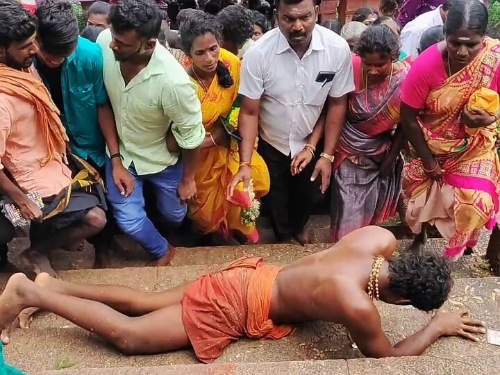 13 ஆண்டுகளாக 1017 மலை படிகளில் உருண்டு ஏறி தாத்தா வேண்டுதலை நிறைவேற்றும் பேரன் - எதற்காக தெரியுமா..?