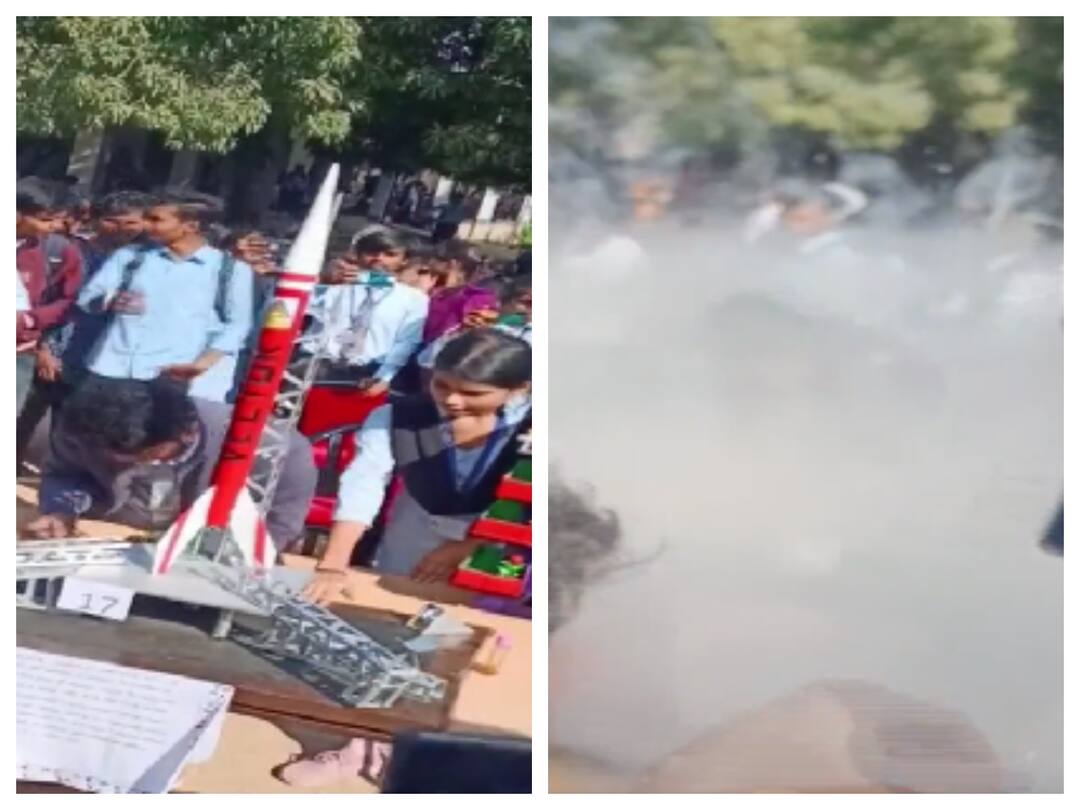 Exhibition Rocket Blast : வெடித்து சிதறிய மாணவர்கள் தயாரித்த ராக்கெட்...அறிவியல் கண்காட்சியில் நடந்த விபரீதம்...வைரலாகும் வீடியோ... Exhibition Rocket Blast In jharkhand science project model explodes in 11 college students injured Exhibition Rocket Blast : வெடித்து சிதறிய மாணவர்கள் தயாரித்த ராக்கெட்...அறிவியல் கண்காட்சியில் நடந்த விபரீதம்...வைரலாகும் வீடியோ...