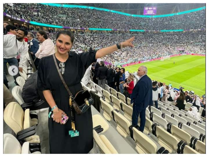 Indian tennis star Sania Mirza was spotted enjoying a football match in Qatar with her friends. (Image: Instagram)