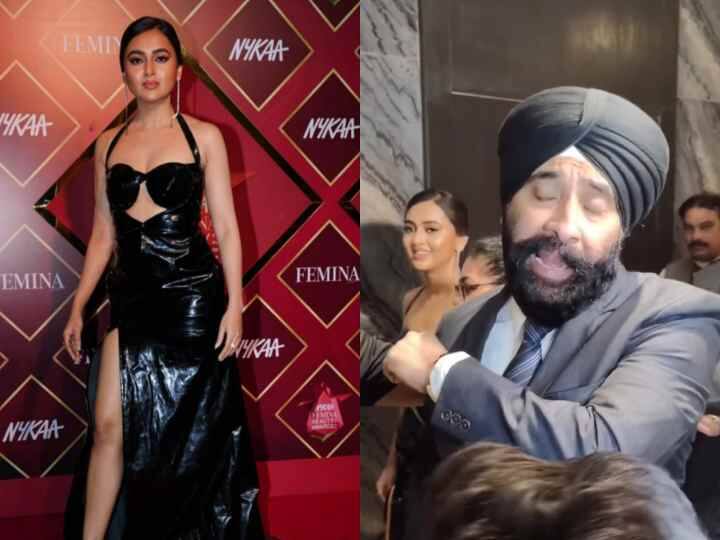 Tejasswi Prakash bodyguard shouting at media actress latest video going viral Tejasswi Prakash के बॉडीगार्ड ने दी पैपराजी को धमकी, बीच इवेंट में हुई खूब धक्का-मुक्की