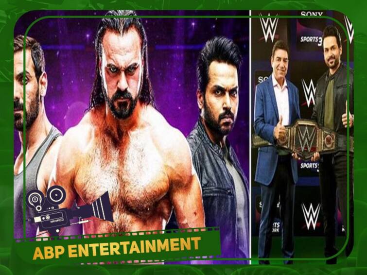 Karthi has acted in a sports network ad with WWE super stars that video goes viral online Karthi in WWE : வேற லெவலில் கலக்கும் கார்த்தி... WWE ஸ்டார்ஸ் உடன் நம்ம வந்தியத்தேவன்... வைரலாகும் விளம்பரம் 