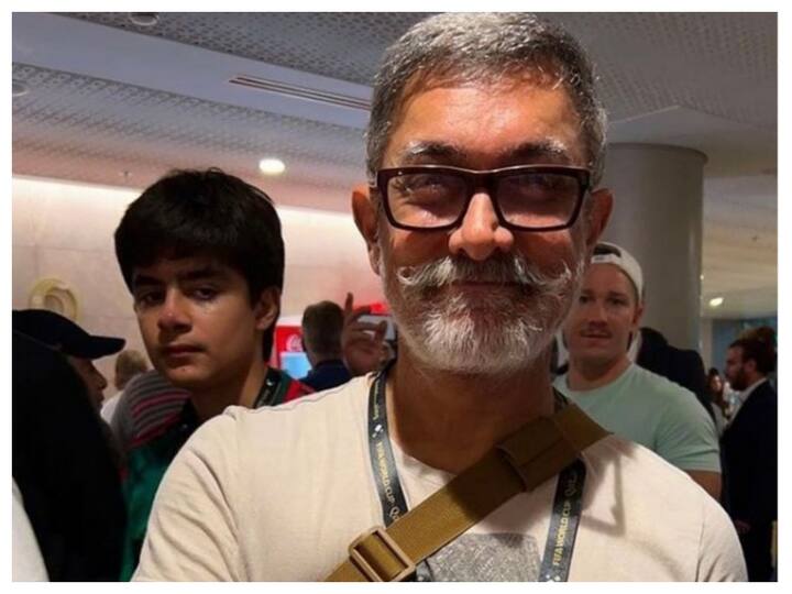Several India celebrities were spotted in Qatar during the ongoing FIFA World Cup. The image shows Bollywood star Aamir Khan during Argentina Vs Mexico match. (Image: Instagram)