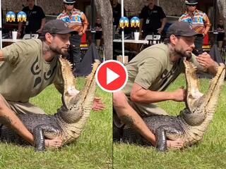 मगरमच्छ के मुंह में अपना हाथ डालने लगा शख्स, आगे जो हुआ आंखें फटी रह जाएंगी, Video वायरल