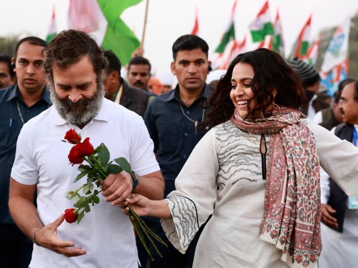 भारत जोड़ो यात्रा में समाज के अलग-अलग तबके के लोगों ने हिस्सा लिया है, जिनमें स्वरा जैसी फिल्मी जगत की हस्ती शामिल रही.