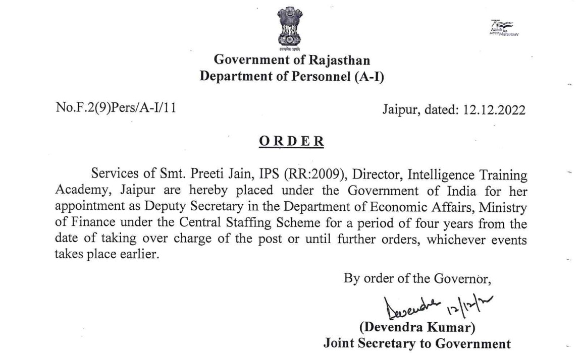 Rajasthan: केंद्रीय वित्त मंत्रालय में राजस्थान से पहली IPS प्रीति जैन की नियुक्ति, निर्मला सीतारमण को करेंगी रिपोर्ट