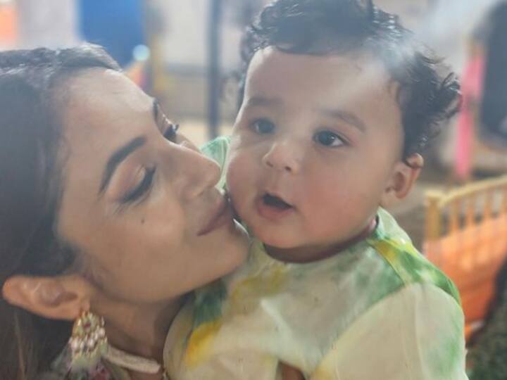 Shehnaaz was spotted wearing a gray-and-yellow patterned suit. She completed her ensemble with pearl jewellery. (Image Source: Instagram)