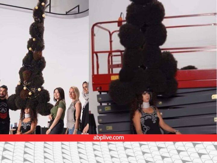 बालों से ही बना डाला इतने मीटर ऊंचा क्रिसमस ट्री! गिनीज वर्ल्ड रिकॉर्ड में नाम हुआ शामिल World record of worlds highest hair style in the shape of Christmas tree christmas tree 2022 बालों से ही बना डाला इतने मीटर ऊंचा क्रिसमस ट्री! गिनीज वर्ल्ड रिकॉर्ड में नाम हुआ शामिल