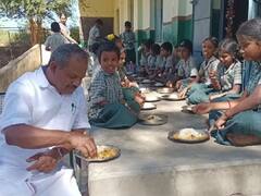 அரசு பள்ளி மாணவர்களோடு அமர்ந்து மதிய உணவு சாப்பிட்ட தருமபுரி எம்.எல்.ஏ..! மக்கள் பாராட்டு...