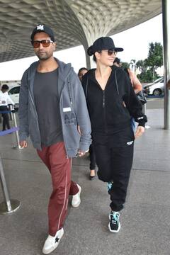 Katrina Kaif Vicky Kaushal Spotted: कैटरीना कैफ पति विक्की कौशल संग एयरपोर्ट पर हुईं स्पॉट, कैजुअल लुक में कमाल की लगीं एक्ट्रेस