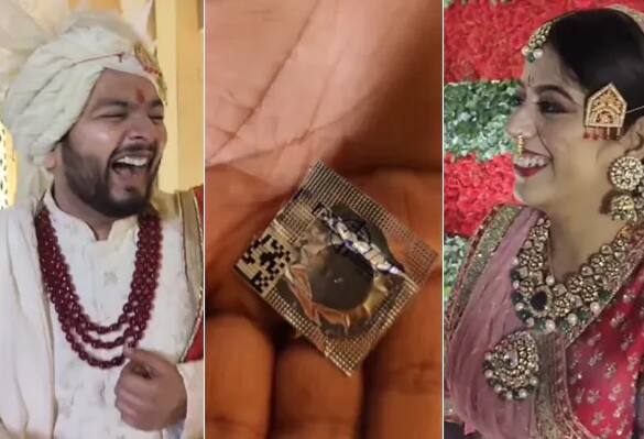 Grooms Friends give Hilarious Gift to newly wed couple Gift Video : સ્ટેજ પર જ મિત્રોએ દુલ્હાને આપી એવી ભેટ જે જોઈ દુલ્હન પણ શરમથી થઈ ગઈ પાણી-પાણી