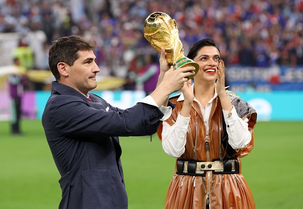 Deepika Padukone unveiled the FIFA world cup trophy in a leather entailing  look