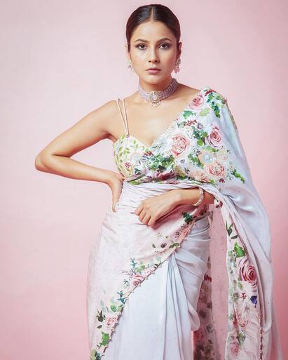 Shehnaaz Gill Saree Look: नए साल की ऑफिस पार्टी के लिए शहनाज गिल का ये साड़ी लुक है एकदम परफेक्ट