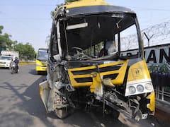Uttar Pradesh: Schoolbus Runs Over Cyclist And Falls In Pit, Several Students Injured