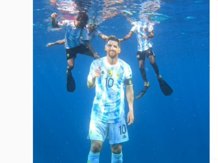 Watch Video: Kerala Fans Install Argentina Hero Lionel Messi Cutout 100 Feet Deep In Arabian Sea Watch Video: மெஸ்ஸிக்கு நடுக்கடலில் 100 அடி ஆழத்தில் பேனர்; வெறித்தனம் காட்டிய கேரள ரசிகர்கள்..!