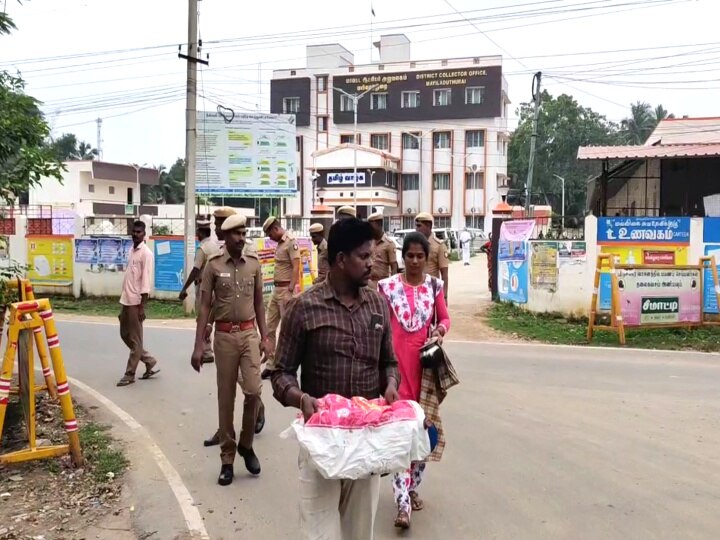 மயிலாடுதுறையில் கலெக்டர் அலுவலகத்தில் சமைத்து சாப்பிட முயற்சி செய்த மீனவ தம்பதியரால் பரபரப்பு