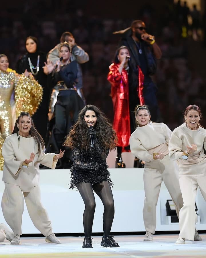 Nora Fatehi performed at the FIFA World Cup 2022 closing ceremony where she sang 'Light The Sky'. She had also performed at the opening ceremony. (Image: Twitter)