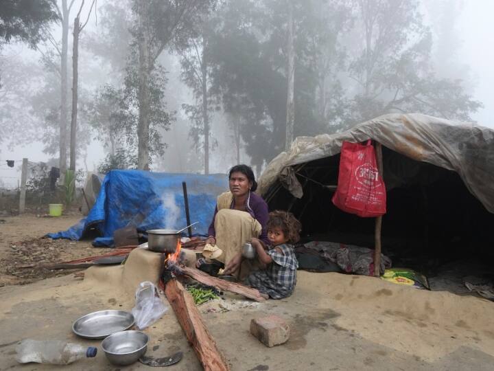 इस तस्वीर को देखकर कोई भी इंसान अंदाजा लगा सकता है कि ये छोटी सी बच्ची बिना किसी गर्म कपड़े के कैसे रह रही होगी. सिर्फ एक गर्म चूल्हे की ताप से कैसे राहत मिलेगी.