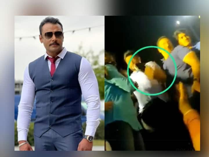shocking fan throws slipper at kannada actor darshan watch video Actor Darshan: भर कार्यक्रमात चाहत्यानं अभिनेत्याला फेकून मारली चप्पल; व्हिडीओ व्हायरल