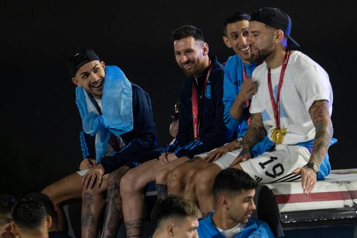 An overjoyed Messi was seen enjoying his moment to the fullest, giving a thumbs-up to the crowd while holding the prestigious trophy. Pic: AP