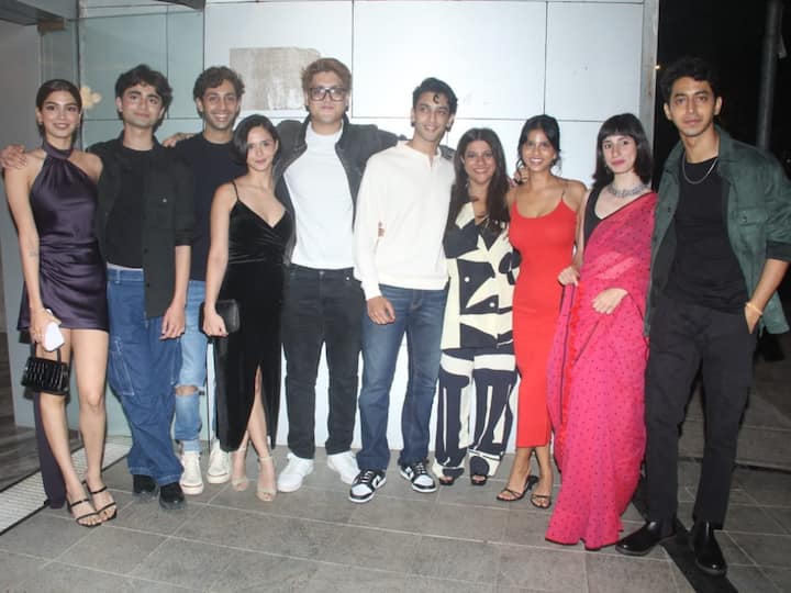 Suhana Khan, Khushi Kapoor and Agastya Nanda attended the wrap party of their debut film 'The Archies' in Mumbai.