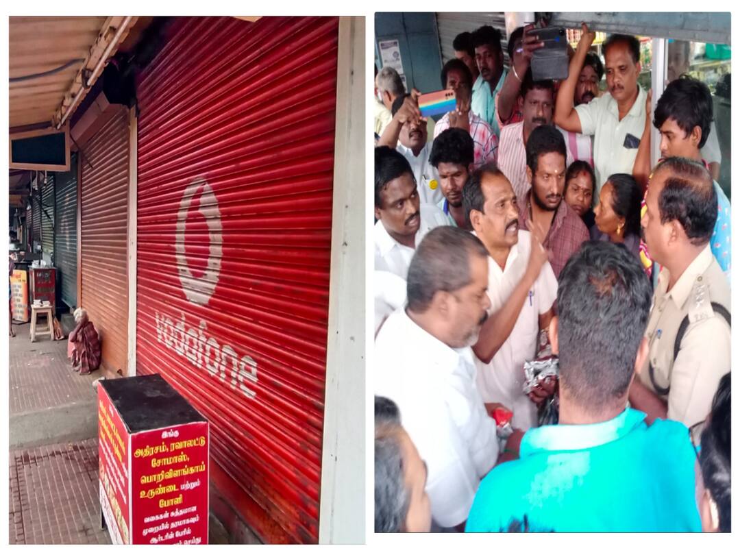 திருவண்ணாமலையில் பேருந்து நிலைய கடைக்காரர்கள் கடையை அடைத்து திடீர் சாலைமறியல்