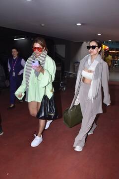 PICS: एयरपोर्ट पर एक साथ स्पॉट हुईं बॉलीवुड बेब्स मलाइका और अमृता अरोड़ा, तस्वीरों में दिखा ग्लैमरस अंदाज