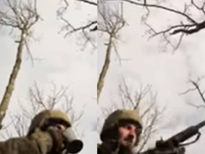 Russia Ukraine war violent firing on Russian army with coffee mug gun in hand video of Ukrainian fighter surfaced Russia Ukraine war: కాఫీ సిప్ చేస్తూ రుచిని ఆస్వాదిస్తూ గన్‌తో ఫైరింగ్, ఉక్రెయిన్ సైనికుడి వీడియో వైరల్