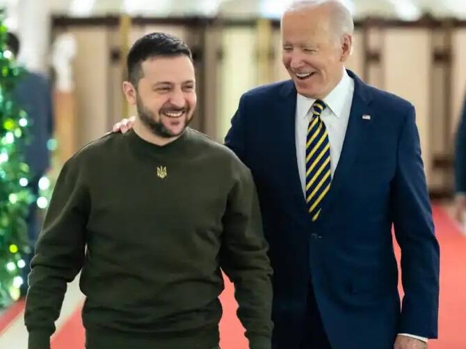 President Joe Biden welcomed Ukrainian President Volodymyr Zelensky to the White House Zelensky US Visit: યુક્રેનના રાષ્ટ્રપતિનું અમેરિકામાં ભવ્ય સ્વાગત, Zelenskyએ કહ્યુ- 'ક્યારેય સરેન્ડર નહી કરીએ'