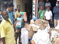 மயிலாடுதுறையில் தடை செய்யப்பட்ட 2 டன் பிளாஸ்டிக் பொருட்கள் பறிமுதல் - 1 லட்சம் ரூபாய் அபராதம்