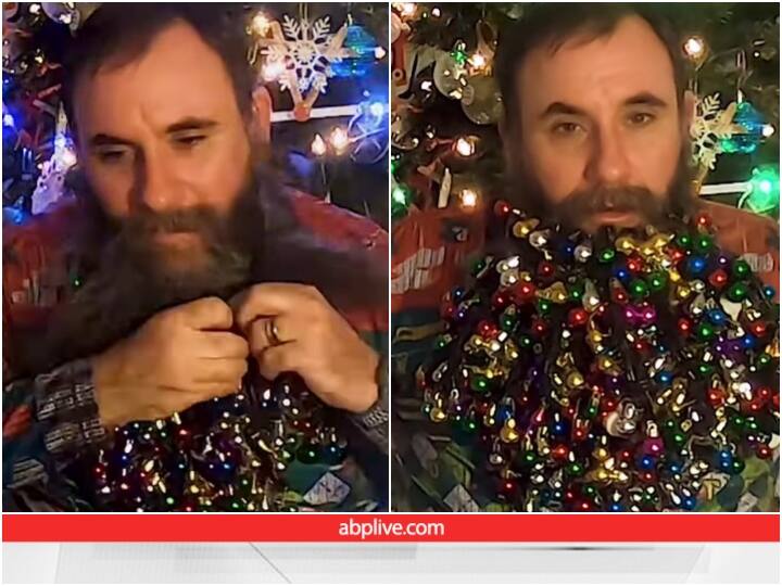 A man make a World record By hanging 710 christmas bells in his beard Video: एक शख्स ने अपनी दाढ़ी में लटका ली 710 क्रिसमस घंटी, वीडियो में देखें कैसे किया मैनेज