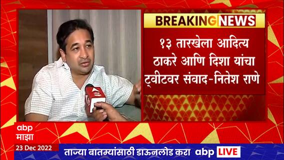Nitesh Rane : Aaditya Thackeray यांनी दिशाप्रकरणी बोलत राहावं, सत्य बाहेर येईल- नितेश राणे