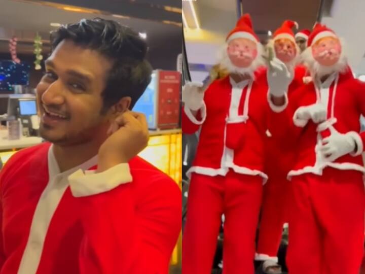 Actor nikhil anupama parameswaran promotes 18 Pages at Christmas special event in AMB Cinemas Mall 18 Pages: ఏఎంబీ మాల్‌లో ‘18 పేజెస్’ టీమ్ సందడి, శాంతా క్లాజ్ అవతార్‌లో నిఖిల్ సర్‌ప్రైజ్