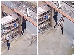 Viral Video: அந்தரத்தில் தொங்கிய தாய்.. கண்ணிமைக்கும் நேரத்தில் காப்பாற்றிய 4 வயது மகன்..! வைரல் வீடியோ..