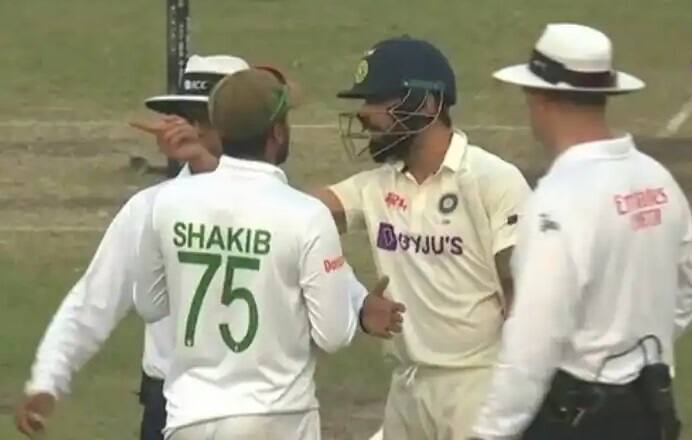 WATCH: Virat Kohli gets angry as Bangladesh players celebrate his dismissal Virat Kohli Angry: આઉટ થયા બાદ બાંગ્લાદેશી ખેલાડી પર ભડક્યો વિરાટ કોહલી, જુઓ વીડિયો