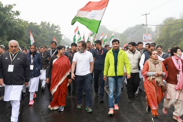 DMK MP and party's deputy general secretary Kanimozhi took part in the Bharat Jodo Yatra led by Congress leader Rahul Gandhi in Haryana on Friday