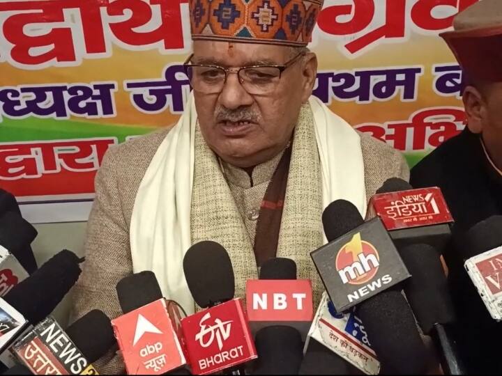 Mussoorie Uttarakhand welcome to Cabinet Minister Ganesh Joshi District President Dehradun Siddharth Agarwal ANN Mussoorie: विपणन बोर्ड के राष्ट्रीय परिषद का चेयरमैन बनने पर मंत्री गणेश जोशी का बड़ा बयान, पार्टी नेतृत्व को लेकर कही ये बात