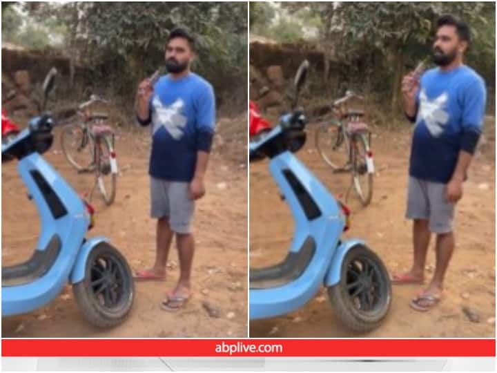 Man seen doing cricket commentary using Ola scooter jugaad video goes viral Jugaad: स्कूटर की मदद से शख्स ने की कमेंटरी, ये जुगाड़ देख आप भी कहेंगे- लोग कुछ भी कर सकते हैं