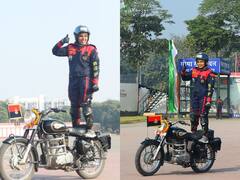 In Photos: BSF की सीमा भवानी ग्रुप की हिमांशु सिरोही ने 6 घंटे से ज्यादा खड़े होकर चलाई बाइक, देखें तस्वीरें