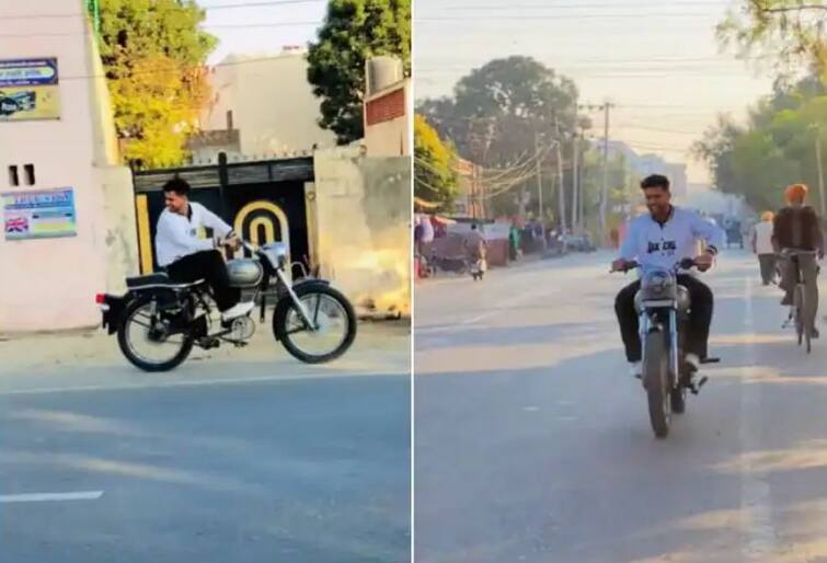 man is seen driving a bullet made of a bicycle with jugaad Viral Video: ਸਾਈਕਲ ਤੋਂ ਬਣਿਆ ਇਹ ਜੁਗਾੜ ਦੇਖ ਕੇ ਹਰ ਕੋਈ ਕਹੇਗਾ- ਇੱਥੇ ਰਚਨਾਤਮਕਤਾ ਦੀ ਕੋਈ ਕਮੀ ਨਹੀਂ ਹੈ।