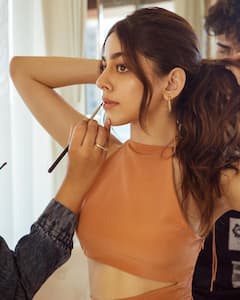 Alaya F In Peach Cut Out Dress By Label Mannat Gupta. Check Out Pics