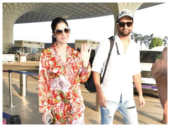 Katrina Kaif and Vicky Kaushal were spotted at Mumbai airport a day after they celebrated Christmas with his family.