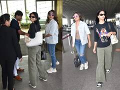 એરપોર્ટ પર માતા ગૌરી ખાન સાથે સ્પોર્ટ થઇ સુહાના ખાન, જુઓ તસવીરો