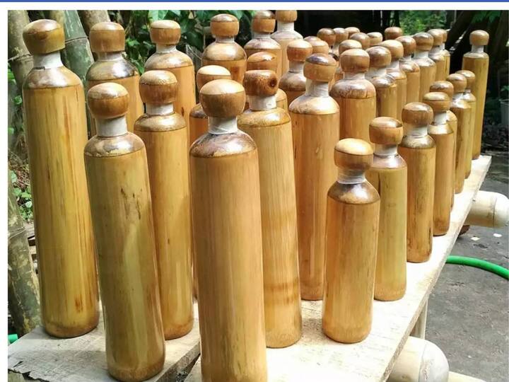 பெரும்பாலான மூங்கில் பாட்டில்கள் பலுகாவால் ஆனவை, இது பலவிதமான மூங்கிலால் ஆனதாகும்.