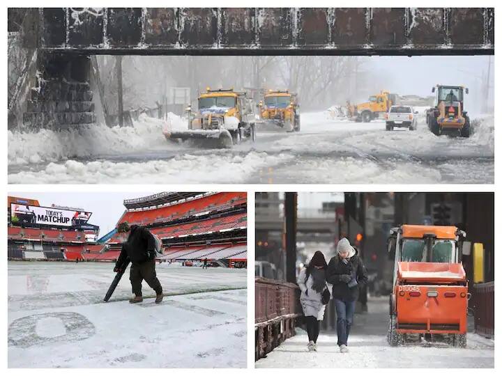 Snow Storm in America: बर्फाच्या वादळानं अमेरिका पुरती हादरली आहे.   जवळपास  14 लाख लोकांच्या घरातली बत्ती गुल झाली आहे.