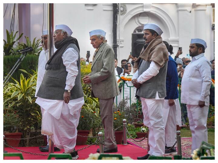 Addressing the party’s 138th foundation day event at the AICC headquarters,Mallikarjun Kharge said that the yatra, which will resume on January 3, has started rejuvenating crores of Congress workers across the country. (Image: PTI)