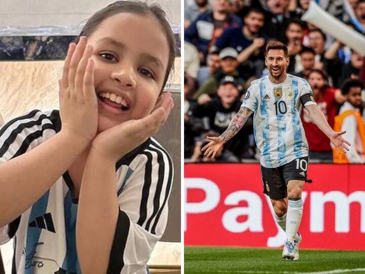 Lionel Messi gifts Signed His Argentina Jersey to MS Dhoni's daughter Ziva Lionel Messi - Ziva: ధోనీ కుమార్తె జివా కోసం జెర్సీ పంపిన మెస్సీ- ఫొటోలు వైరల్